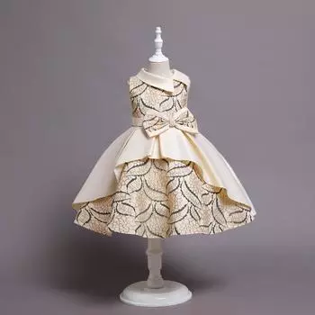 2024 Новые платья для девочек, атласные платья, платья принцессы, платья для банкета на день рождения 100cm