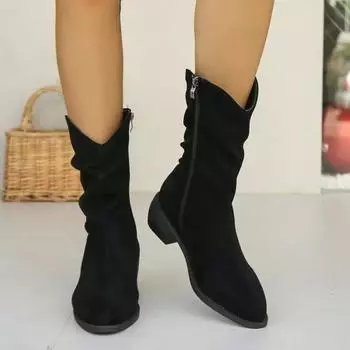 2024 Новые популярные простые толстые тонкие сапоги женские летние квадратные остроносые высокие сапоги в стиле ретро 35 хаки