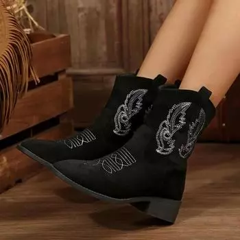 2024 Новые популярные универсальные модные женские ботильоны осенние кожаные ковбойские сапоги в стиле вестерн зимняя обувь на высоком каблуке для женщин 36 светло-коричневого