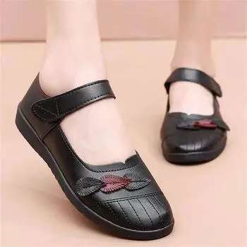 2024 Новые популярные женские туфли на плоской подошве, удобная верхняя одежда, туфли для мам с закрытым носком, весна и осень 35 чёрный