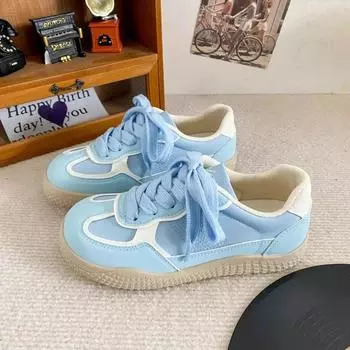 2024 Новые популярные женские туфли на вулканизированной подошве со шнуровкой и небольшим воротом, спортивная обувь для повседневной носки на весну и осень 35 бежевый