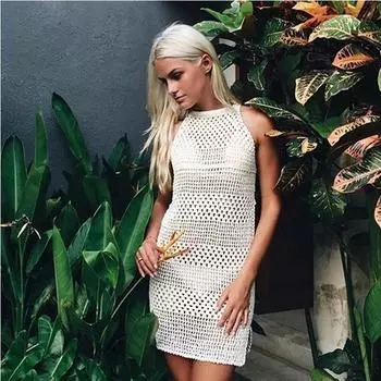 2024 Новые поступления Сексуальные пляжные накидки крючком бикини платье-обертка женские купальные костюмы накидки пляжная туника one size белый