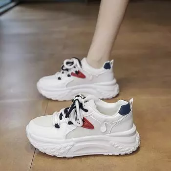 2024 Новые повседневные спортивные туфли с толстой подошвой, противоскользящие, с мягкой подошвой, известные в Интернете многофункциональные модные туфли 35 белый