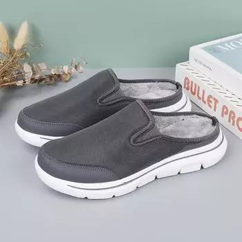 2024 Новые повседневные туфли большого размера, женские туфли, полуботинки из хлопка, парные туфли, плоская подошва, одна педаль, без каблука 36 армия зеленый