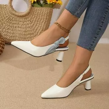 2024 Новые простые и универсальные женские туфли Модные туфли на шпильках с острым носком Женские босоножки на высоком каблуке Однотонные босоножки 35 бежевый