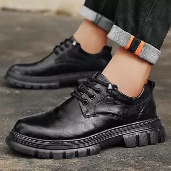 2024 новые прямые трансляции Douyin, популярные мужские туфли, осенне-зимние, низкие, для активного отдыха, повседневные ботинки Martin 38 чёрный