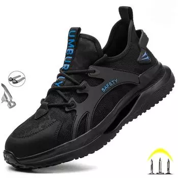 2024 новые рабочие кроссовки со стальным носком, мужская защитная обувь, устойчивая к проколам рабочая обувь, модная неразрушимая обувь, безопасная обувь 40 синий