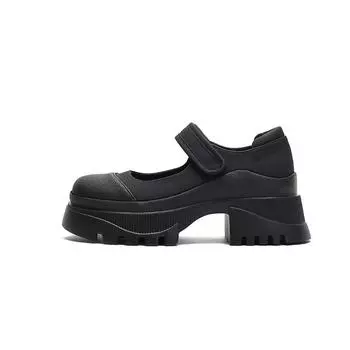 2024 Новые ретро-туфли с неглубоким квадратным носком, женские туфли с круглым носком, модные женские туфли Мэри Джейн на толстом каблуке 35 чёрный