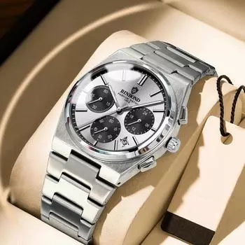 2024 Новые роскошные мужские часы Дата Хронограф Водонепроницаемые Светящиеся многофункциональные мужские кварцевые часы Relogio Masculino Montre Homme чёрный