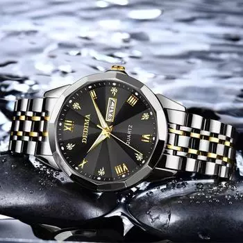 2024 Новые роскошные мужские часы высшего бренда, светящиеся водонепроницаемые часы из нержавеющей стали, кварцевые мужские наручные часы с календарем и датой