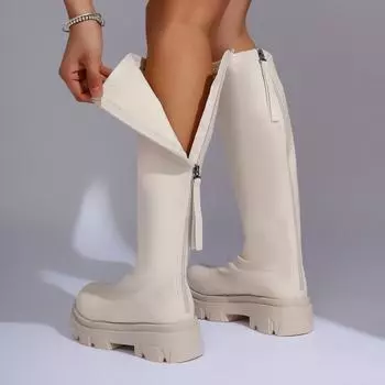 2024 новые рыцарские сапоги на толстой подошве с толстым каблуком, длинные женские сапоги на высоком каблуке, женские рыцарские сапоги до колена 36 белый