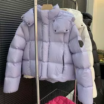 2024 новые съемные рукава снять три носить короткую 90% белый утиный пуховик куртка хлеб утолщенное пальто женщины S [Recommended 80-60kg] чёрный