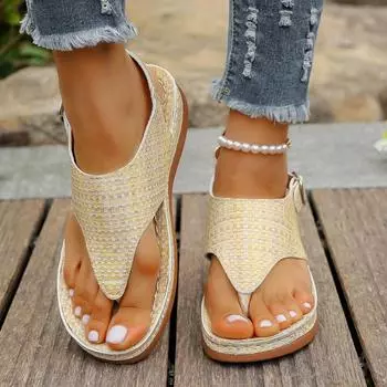 2024 новые сандалии большого размера на липучке с узором «елочка» на платформе женские туфли один ботинок 36