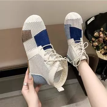 2024 новые сандалии для женщин, летние ретро универсальные сетчатые полые дышащие повязки на голову, повседневная верхняя одежда на толстой подошве, сандалии с высоким берцем 35 чёрный