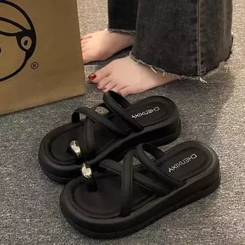 2024 Новые сандалии на толстой подошве с завышенным носком для женской летней верхней одежды 35