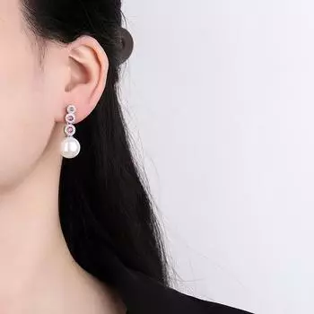 2024 новые серьги с имитацией натурального жемчуга, серьги с микроинкрустацией из цветного циркония, белые серьги с ракушками, серьги с красным корундом и жемчугом рябчик