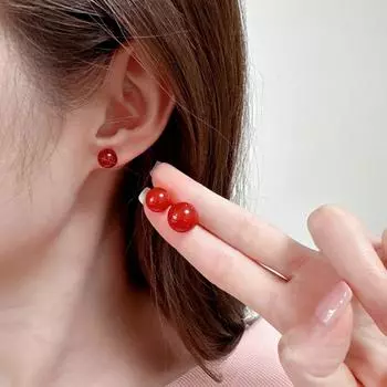 2024 новые серебряные игольчатые серьги s925 новые китайские простые и универсальные женские маленькие и нежные серьги-гвоздики с агатом