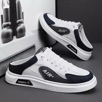 2024 новые сетчатые полускользящие кроссовки для доски мужские летние мужские туфли ленивые однопедальные тапочки студенческие повседневные модные туфли мужские 39