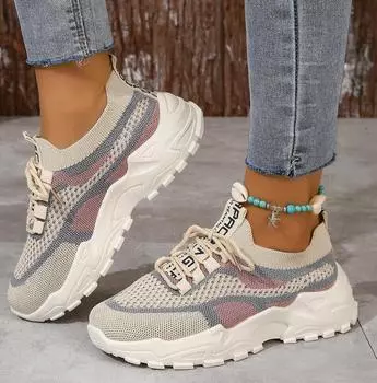 2024 Новые сетчатые повседневные дышащие кроссовки в корейском стиле с толстой подошвой Daddy Shoes Кроссовки из сетчатой ткани красного цвета, легкие кроссовки Zapatilla 36