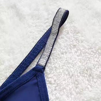 2024 новые стринги женские из чистого хлопка с промежностью дышащие микроэластичные серебристые шелковые тонкие пояса с низкой талией женское нижнее белье однотонные футболки XS чёрный