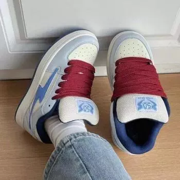 2024 новые студенческие нишевые ретро-кеды для отдыха, женская корейская версия, универсальные трендовые низкие кроссовки для уличной стрельбы 35 синий