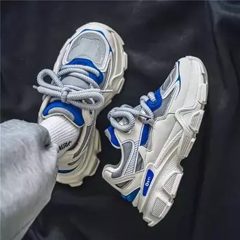 2024 Новые суперпопулярные универсальные легкие толстые подошвы дышащая сетчатая повседневная спортивная обувь для мужчин мода 39 чёрный