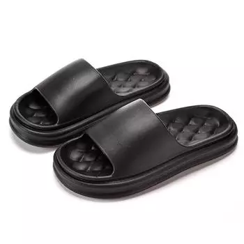 2024 Новые тапочки Женские летние шлепанцы Для дома Пары Дома Ванная комната Нескользящие Мягкие Тапочки Плоская Обувь 36-37 чёрный