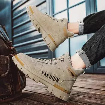 2024 Новые туфли для мужчин Высокие рабочие туфли зимние теплые плюшевые туфли для инструментов ботинки на платформе черные спортивные туфли для отдыха 39