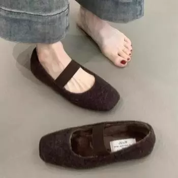 2024 Новые Туфли для Женщин Мэри Джейн Женские Плоские Элегантные Повседневные Плоские Женские Туфли Без Застежек С Квадратным Носком Женские Туфли Без Застежек 35