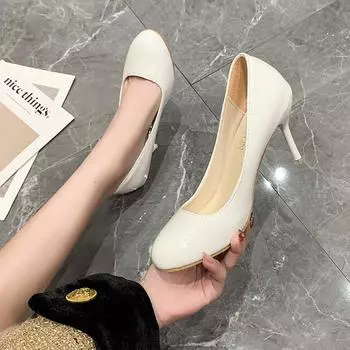 2024 Новые туфли-лодочки Модные туфли на высоком каблуке 35-43 размера Плюс Женская обувь на шпильках Банкетные свадебные туфли Сексуальные женские туфли с круглым носком для вечеринок 35 чёрный