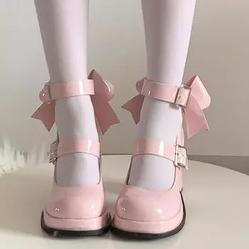 2024 Новые Туфли Лолита Y2k Женские Туфли Мэри Джейн Модные Туфли На Толстом Каблуке Милые Туфли Академический Стиль Бантик Вечеринка Туфли Женские Туфли Для Косплея 4.5 чёрный