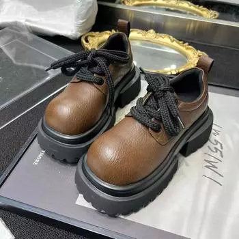2024 Новые туфли Мэри Джейн, горячая распродажа, женская обувь на платформе, повседневная униформа, кожаные туфли на шнуровке, однотонные женские туфли для колледжа 35 бежевый