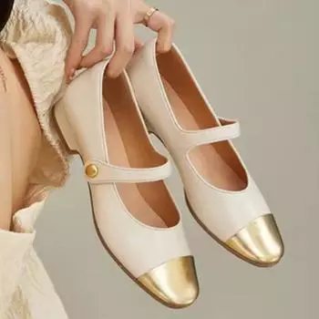 2024 новые туфли Мэри Джейн, женские туфли в тон, женские туфли с неглубоким носком, толстый каблук, модные, простые, универсальные, осенние 35
