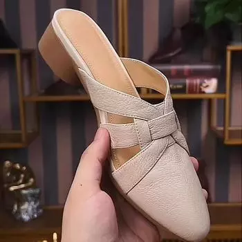 2024 Новые Туфли Женские Босоножки Женские Тапочки Весна Осень Закрытый Носок Однотонные Уличные Повседневные Офисные Женские Туфли Zapatos 35 покинуть белый