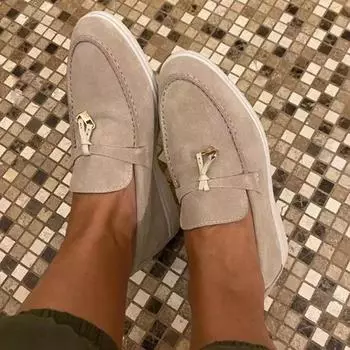 2024 Новые Туфли Женские Плоские Кожаные Женские Туфли Слипоны Женские Тонкие Туфли Больших Размеров Круглые Носки Лоферы Женские Zapatillas Mujer 35