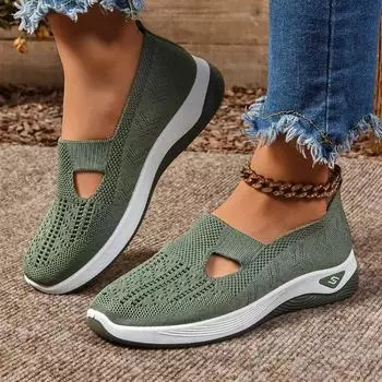 2024 Новые Туфли Женские Сетчатые Женские Вулканизированные Туфли Дышащие Женские Кроссовки Слипоны Легкие Прогулочные Женские Повседневные Туфли Для Свободного Дыхания 36 чёрный