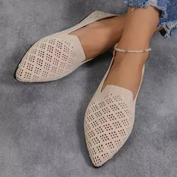 2024 Новые Туфли Женские Слипоны Женские Плоские Летние Дышащие Сетчатые Подошвы Solft Легкие Плоские Повседневные Удобные Туфли Большого Размера 36 покинуть белый