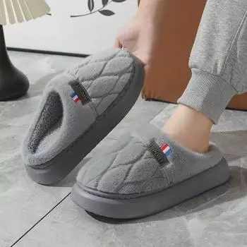 «2024 Новые удобные мужские хлопковые тапочки: Очень большой, толстое дно, нескользящий и теплый для зимы в помещении.