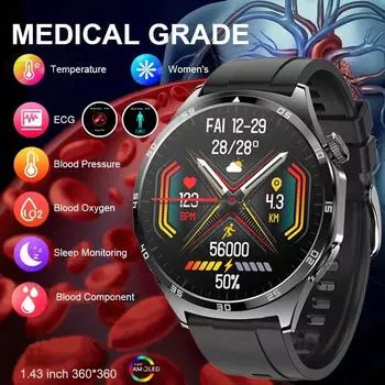 2024 Новые умные часы мужские AMOLED экран умные часы монитор здоровья умные часы Bluetooth звонок для Android IOS Man silicone чёрный