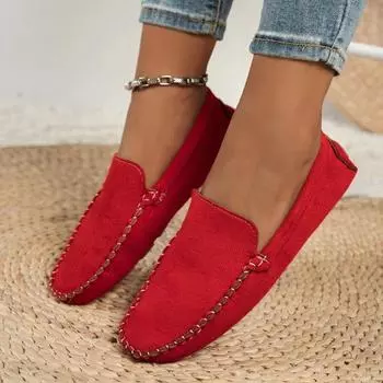 2024 Новые универсальные популярные женские туфли на плоской подошве с неглубоким квадратным носком и шитьем на плоской подошве, весна и осень, женская обувь 36 светло-коричневого