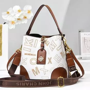 2024 Новые универсальные женские сумки через плечо Изысканная женская сумка-ведро Модная женская сумка через плечо с принтом 23x13x22cm