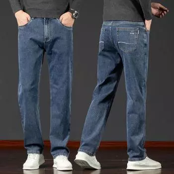 2024 Новые Весна И Осень Зима Мягкие/Тонкие Джинсы Мужские Свободные Прямые Большие Повседневные Длинные Брюки 29