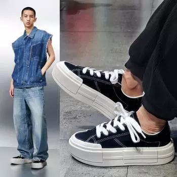 2024 Новые Весна Осень Женские Кроссовки Туфли На Платформе Женские Шнуровки Повседневные Парусиновые Туфли Женская Спортивная Обувь для Женщин 39 чёрный