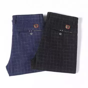 2024 новые весенне-летние облегающие брюки узкого кроя со средней талией, повседневные длинные мужские брюки из хлопка и льна 28