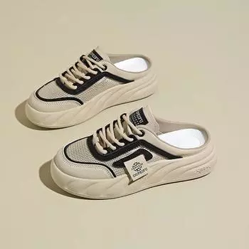 2024 Новые весенне-летние женские парусиновые туфли на плоской подошве, женские повседневные удобные низкие туфли на шнуровке белого цвета 35 белый