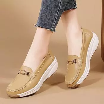 2024 Новые весенне-осенние туфли на плоской подошве из натуральной кожи мокасины женские повседневные туфли-лодочки женские черные туфли-лодочки большого размера 41 35 бежевый
