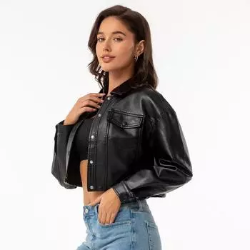 2024 Новые весенне-осенние женские пальто, женская однобортная куртка с 2 карманами и лацканами, однотонная короткая женская кожаная куртка S красный