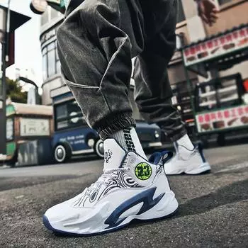 2024 новые весенние баскетбольные кроссовки для мужчин и учеников средних школ, для тренировок в помещении и на открытом воздухе, синие кроссовки для спорта и бега 35