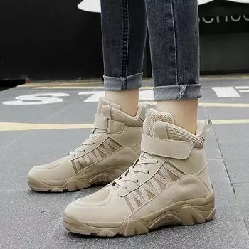 2024 Новые весенние и осенние кроссовки с мягкой подошвой из сетки, дышащие, для походов на открытом воздухе, для мужчин и женщин, высокие повседневные хлопковые туфли 35-44 35 бежевый