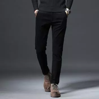 2024 Новые весенние и осенние мужские вельветовые модные универсальные облегающие повседневные брюки из бархата высокого класса 28 серый